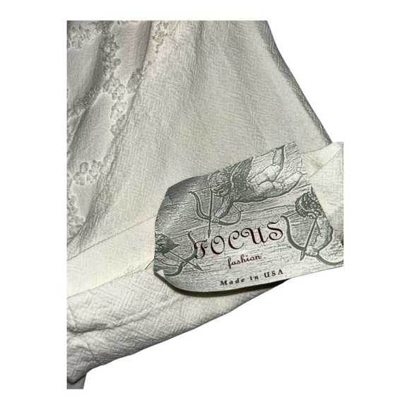 FOCUS USA Sz L Shirred Chenille Diamond Cotton Jacket Topper Off White Button-Up - Picture 7 of 9